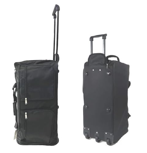 Genérico Bolsa de Viaje Plegable BV-04 XXL Y 186 litros de Capacidad. Trolley de Lona Impermeable y Tres Ruedas. Gran Capacidad y Resistencia Oxford Negro (XXL (92CM x 47CM x 43CM))