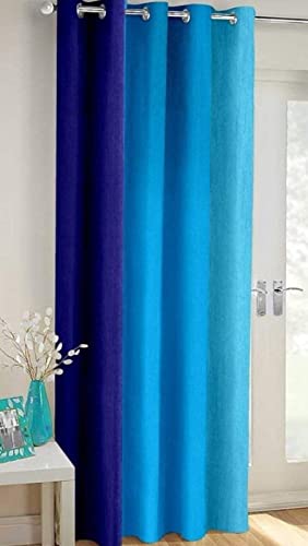 Sosha Home Décor Long Crush Patta Semi Transparent Curtains for Bedroom | Polyester Curtains for Living Room and Office | Window-5 Feet Aqua Pack of 1