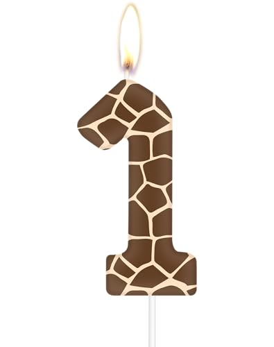 Bougies d'anniversaire de girafe numéro 1 pour gâteau,1er Bougies d'anniversaire,1er Décor d'anniversaire de fille garçon, girafe gâteau topper pour fête...