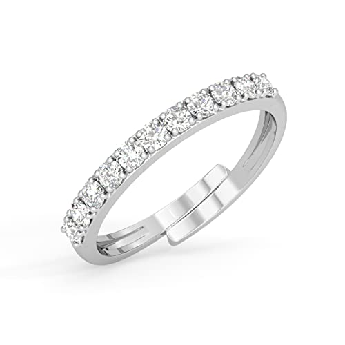 CLARA Pure 925 Sterling Silver Minimal Classic Finger Ring with Adjustable Band | Gift for Women Girls Wife Girlfriend | Swiss Zircon Rhodium Plated CLARA Pure 925 Sterling Silver Minimal Classic Finger Ring with Adjustable Band | Gift for Women Girls Wife Girlfriend | Swiss Zircon Rhodium Plated