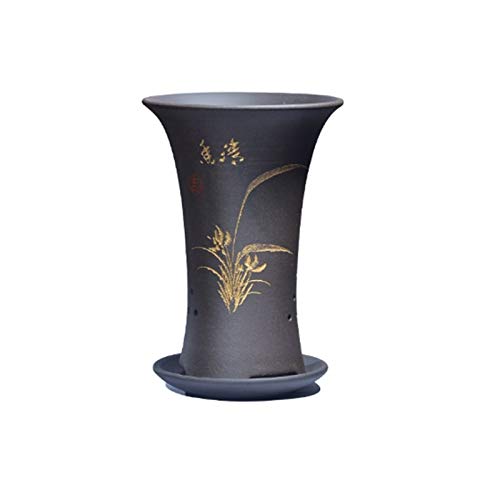 YUXINYAN Blumentopf Balkon Home Blumentöpfe mit Drainage Wohnzimmerstudie Orchidee Keramik Topf Atmungsaktive Blumentopf mit Tablett Orchidee Spezielle Blumentopf PflanzküBel AußEn