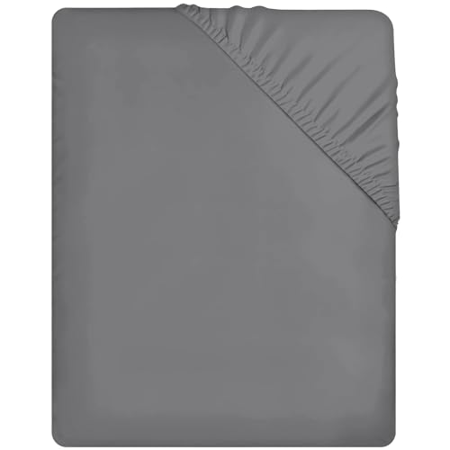 Pamposh Double Fitted Sheet Extra Deep Pocket 40 cm (16 inches) Durable Elastic Bed Sheets - Premium Brushed Microfibre Fitted Bed Sheets Double Grey - Ultrasoft Hypoallergenic Fade Resistant Pamposh Double Fitted Sheet Extra Deep Pocket 40 cm (16 inches) Durable Elastic Bed Sheets - Premium Brushed Microfibre Fitted Bed Sheets Double Grey - Ultrasoft Hypoallergenic Fade Resistant