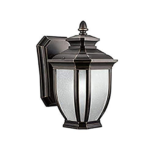 Salisbury 10.25" 1 Light Outdoor Wall Light with White Linen Glass in Rubbed Bronze