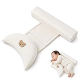 WDKXCN Seitenschläferkissen Baby, Verstellbares und Removable Seitenlagerungskissen Baby, 42x10x10 cm Lagerungskissen, Blassgelb Mondbär Seitenschläferkissen