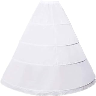 Women's Petticoat 4 Hoop A-Line Underskirt Crinoline Floor Length Wedding Ball Gown Slips Bridal Dress petticoats white
