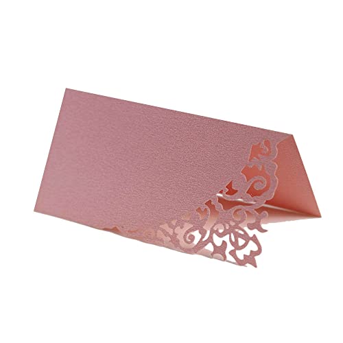 Cartes de lieu nom mariage tente rose marque-place de table