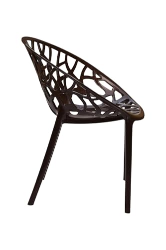 Image of activa Crystal Plastic Arm Chair | Stackable Indoor Outdoor Chair for Home, Balcony, Patio & Garden | Comfortable Designer Armrest Chair | Durable Plastic Seating Furniture (Brown, Set of 2)