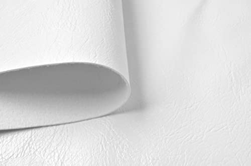 Image of Wento Thick 1 Yard Faux Leather Soft Skin Grain PU Fabric for Furniture Cover, Reupholster Sofa Chairs, Cushions, Vinyl Upholstery (1yard, White)