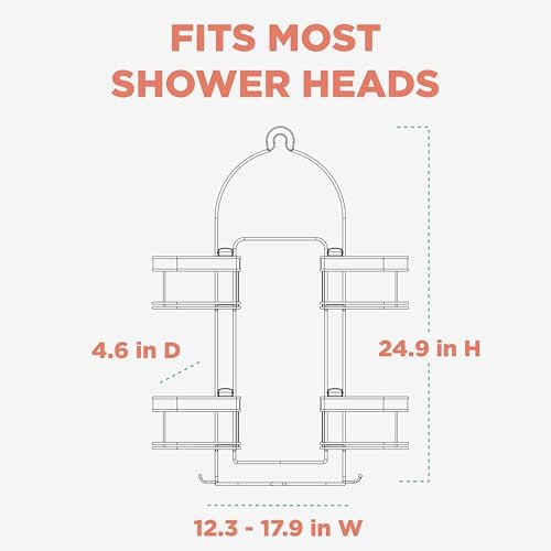 Zenna Home Expanding Shower Caddy, Rust-Resistant, Chrome with Brushed Accents