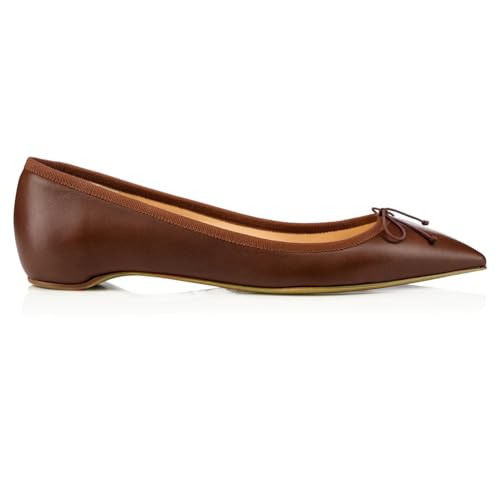 Casual Comfortable Pointed Toe Flat Shoes for Women,Elegant Bow-Knot Slip On Dress Shoes Classic Closed Ballet Low Heel for Work Office & Wedding Party2