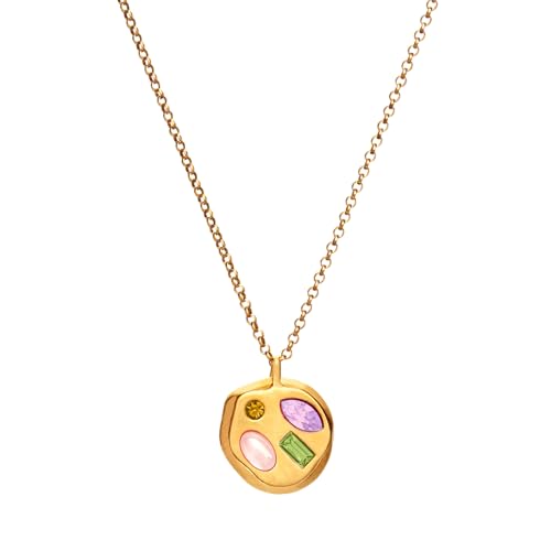 Birthdate 14k Gold Necklace for Women, The February Eighth Pendant - 16-20in Adjustable 14 Karat Gold Chain with Lobster Clasp - Cadenas de Oro 14k Puro Para Mujer, Ladies Jewelry Birthstone