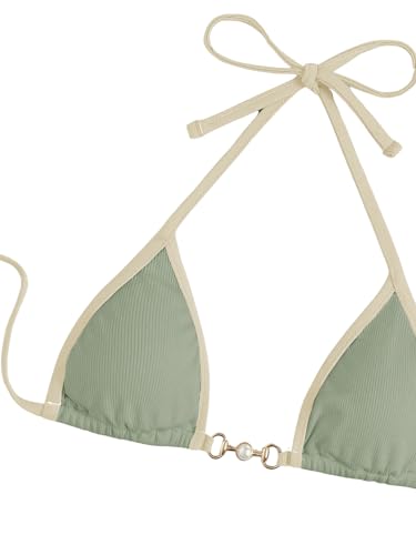 GORGLITTER Bikini voor dames, neckholder-set, triangel bikini, sexy zwempak, tweedelig, met ringetjes, zwemkleding - Afbeelding 4