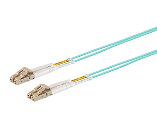 Monoprice OM3 Fiber Optic Cable - 10 Meter - Aqua | LC/UPC-LC/UPC, Multi Mode, Duplex, 50/125 Type, 2.0mm, PVC