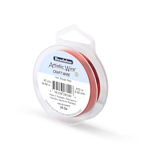 Image of Artistic Wire, 28 Gauge Tarnish Resistant Colored Copper Craft Wire, Red, 40 yd