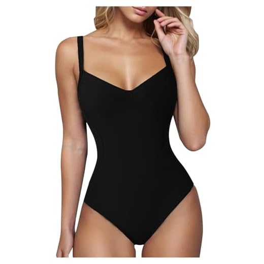 Maillot De Bain Femme 1 Pieces Gainant Ventre Plat Pas Cher Soldes Maillots Une Pièce Push Up Rembourré Maillot De Bain Slim à Col en V Swimsuit One-Piece à Protection Solaire