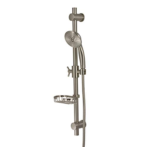 Pulse Showerspas 1010-Bn Adjustable Slide Bar For Hand Shower With Wire Basket Soap Dish, Brushed Nickel #TOP1