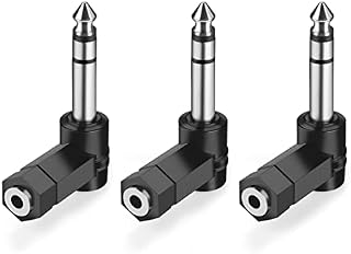 WILLIZTER Right Angled 6.35mm 0.25 inch TRS 3 Pole Male to 3.5mm Female 90 Degree Adapter Converter Extension Extender Stereo Auxiliary AUX Headphone Audio Jack Plug Wire Cord 3 PACK