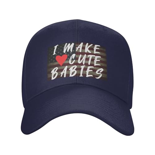 I Make Cute Babies Fashionable Casquette Hat Breathable Adjustable Strap for Comfort Style Navy Blue2