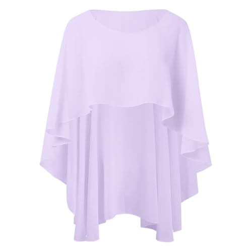 RAOKENSU Cape en mousseline de soie pour robe de mariée élégante banquet capelets châle écharpe châle châle châle en mousseline boléro pour fête, soirée, robe formelle mariage, O violet clair 2 – vue 6