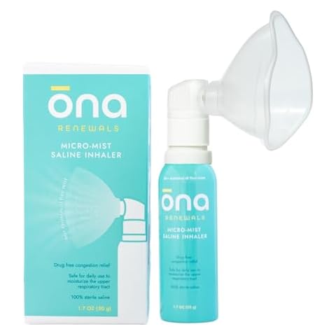 ONA Micro-Mist Saline Inhaler for Congestion, Sinus, Cough & Cold, and Allergy Relief, FSA/HSA Eligible, Unscented, 1.7oz (Pack of 1) Cover