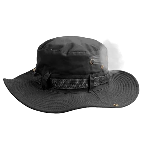 Sombrero UV para mujer, sombrero de protección solar, ala ancha, transpirable, para hombres y mujeres, al aire libre, camping, jardinería, caza, color negro, Negro