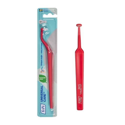 TePe Pack of 1 Universal Care Angled Soft-Bristle Toothbrush, Small-Head Orthodontic Toothbrush