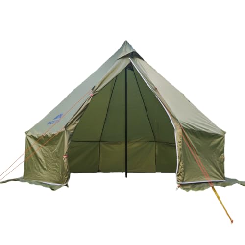 DANCHEL OUTDOOR HT02 6.6lbs 4 Season Hot Tent with Stove Jack, Waterproof Teepee Yurt Wall Tent for 1-3 Person for Backpacking, 210T Rip-Stop Polyester, Green, 10.5ft/3m Diameter