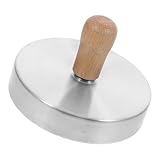 Veemoon Burgerpresse Edelstahl Rund Fleischpresse mit Holzgriff Robuster Hamburger Smasher Patty Maker Einfach zu Reinigen und Langlebig für Grillen und Kochen