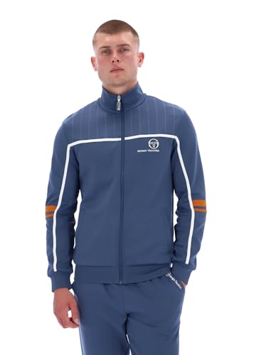 Image of Sergio Tacchini Track Jacket Mens Frankie Track Top in Vintage Indigo/Pumpkin Spice (UK, Alpha, XL, Regular, Regular)