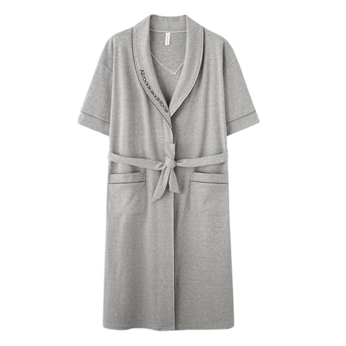 PRINCESS BRIDE Summer Men Plus Size Cotton Kimono Bathrobe Short Sleeve Breathable Cool Pajamas Loungewear Thin Yukata