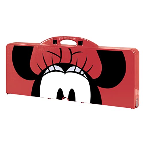 PICNIC TIME Disney Minnie Mouse Folding Picnic Table with Seats, Collapsible Aluminum Table and Bench Set with Umbrella Hole Lightweight Portable Table for Camping, Travel, Tailgating, Backyard, (Red) - Thumbnail 6