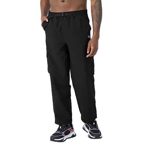 Champion Pantaloni cargo da trekking in nylon, attrezzatura da esterno, da uomo, 76,2 cm, Logo C nero, M