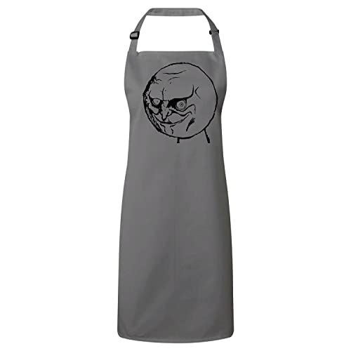 Tablier de cuisine humour Rage Face imperméable avec grande poche centrale