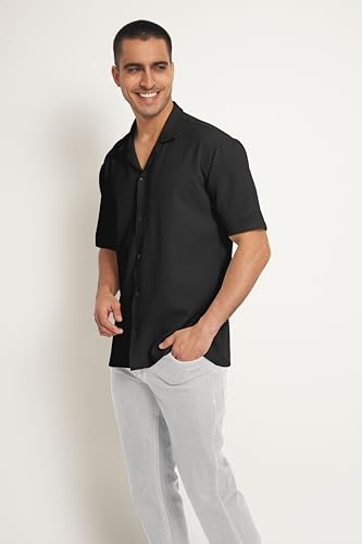 Image of Men's Solid Polycotton Shirt | Short Sleeve Casual & Formal Shirt for Men | Summer Half Sleeve Shirt