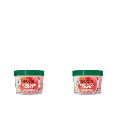 Garnier Fructis Mascarilla Revitalizante Hair Food Sandía, Nutre y Suaviza, Para Cabello Seco o Apagado, 400 ml (Paquete de 2)
