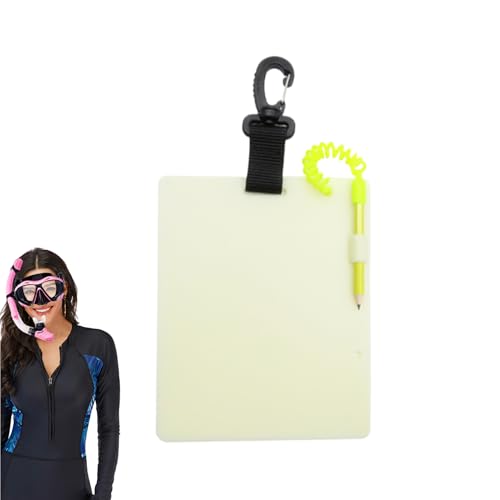 Generisch Pizarra de buceo, autonivelante con lápiz y clip, pizarra de comunicación subacuática, para buceadores, exploradores de cuevas y marinos, excursiones de snorkel, entrenamiento