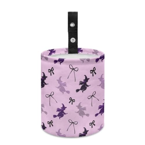Image of Halloween Witch Bow Car Trash Can, Cute Car Trash Bag, Hanging Car Organizer and Storage Bag, Trash Bin Universal for Cars Accessories, Vehicle, Travelling
