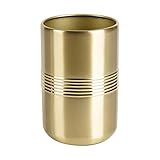 nu steel Nusteel Jewel Decorative Tumbler Cup for Bathroom Vanity Countertops for Rinsing,Drinking,Storing Dental Accessories and Organizing Makeup Brushes,Eye Liners, Rich Gold Finish (JW5H)