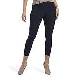 Hue Women's Wide Waistband Blackout Cotton Capri Leggings, Assorted Hosiery, Navy, X-Large US