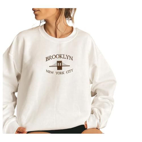 Embroidered Brooklyn New York City Sweatshirt, Brooklyn Tee Gift, New York Travel Hoodie Embroidery, Brooklyn Tourist Attraction Tee, New York Visitor Gift, American Travel Gift