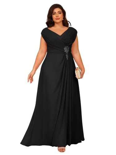 Image of Clothfun Simple V Neck Mother of The Bride Dresses Lace Appliques Chiffon Sleeveless Mother of The Groom Dress CYN014