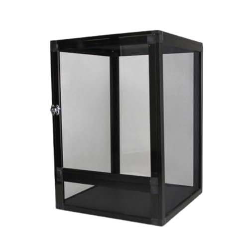 Yobuisg 爬虫類ペット飼育箱カメレオントカゲヘビアルミ合金取り外し可能な換気 飼育ケース カルシウム ヤモリ 飼育 アクリルケージ ヒョウモントカゲモドキ ケージ 爬虫類 ラック パルダリウム ケージ カメレオン ケージ (32*32*46cm,黒ア