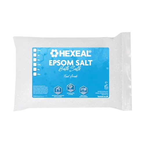 Hexeal Epsom Salt 1kg 1kg Bag of Food Grade Magnesium Sulphate for Bathing Gardening & Household Use Suitable for Personal Care Soil Enrichment and More