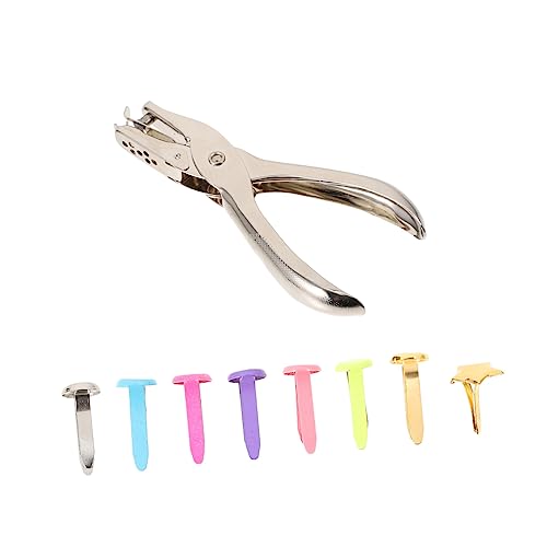 Housoutil Alloy Fasteners Craft DIY Brads Punch Round Star Shape Puncher for Handmade Projects