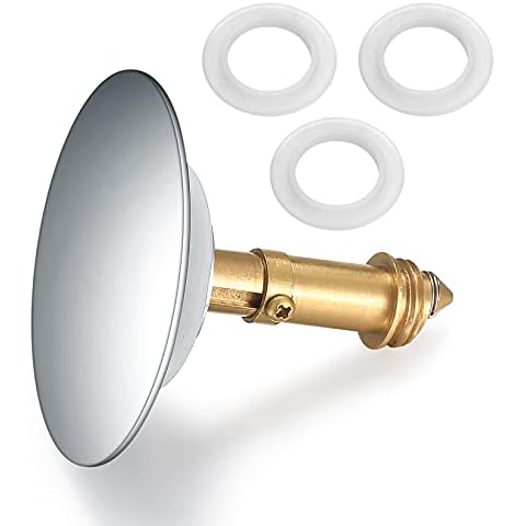 Bathroom Push Pop-Up Click Clack Plug Stopper, Sink Drain Plug Push Plug Stopper, Drain Sink Waste Plugs, Washbasin Kitchen Bathroom Sink Push Button Plug Stopper Brass Chrome Plated Cover