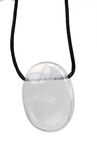 Collier Cristal de Roche Pierre ovale percée Cordon noir