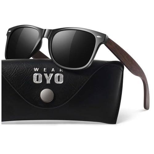 Image of WEAROYO Polarized Sunglasses for Men Women with Wood Temples,Retro Dark Lenses Driving Fishing UV400 Protection