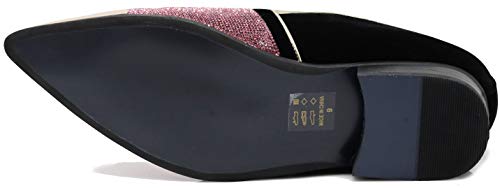 Image of Enzo Romeo Crisiano Men Rhinestone Chrome Toe Suede Pointy Dress Loafer Slip On Shoes