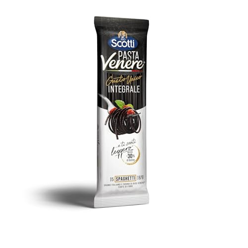 Riso Scotti, Pasta Venere Spaghetti di Riso, Pasta Integrale di Riso Venere Coltivato in Italia, Fonte di Fibre, Fosforo e Proteine, Ideale per un'Alimentazione Equilibrata, Formato 400 g