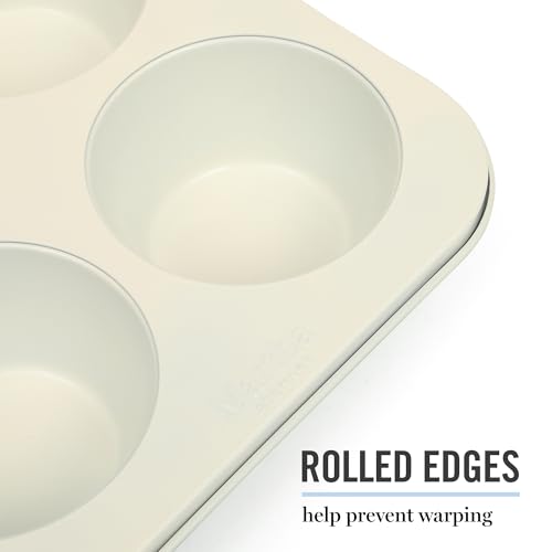 Image of Martha Stewart Gallen 6 Cup Nonstick Carbon Steel Muffin and Cupcake Pan - Teal Durable Bakeware for Muffins, Cupcakes & Mini Cakes